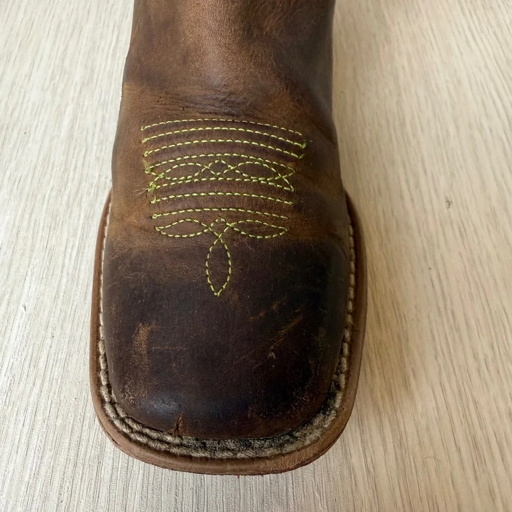 Ariat Kids Heritage Western Cowboy Boots Leather Cross Embroidered Size 12